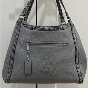 Coach (EUC) Kristy Shoulder Bag in Granite & Snake Embossed Leather Trim